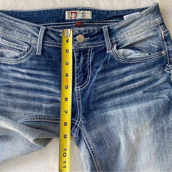 LEI Women's Low Rise Slim Boot Jeans Light Blue Size 5 Ashley Bling bedazzled - Picture 6 of 10